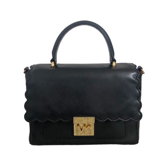 Michael Kors Mindy Medium Convertible Satchel Black Leather - Picture 1 of 8